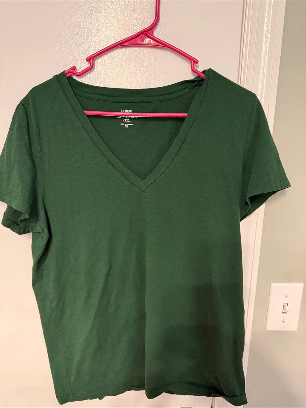 J. Crew Forest Green V-Neck Short Sleeve Tee
